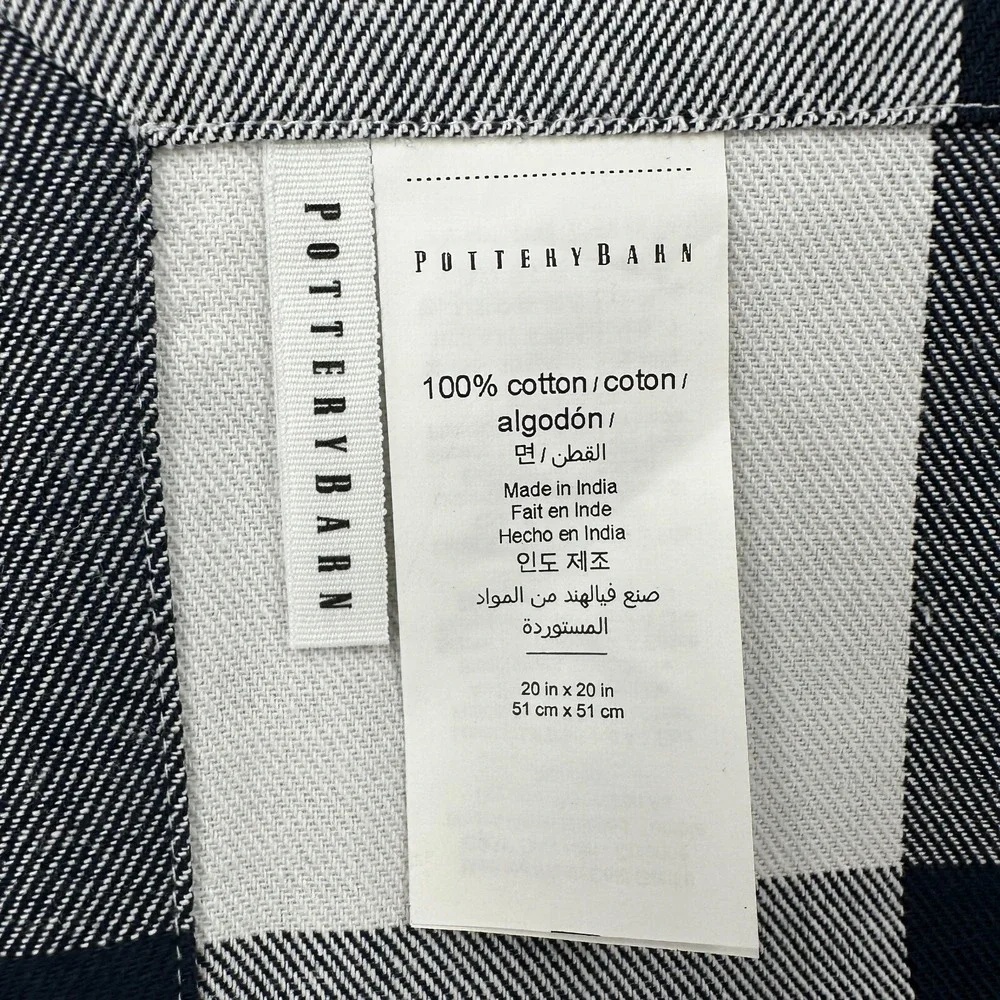 Pottery Barn Blue Plaid 100% Cotton Napkins Set Of‎ 7 Farmhouse 20